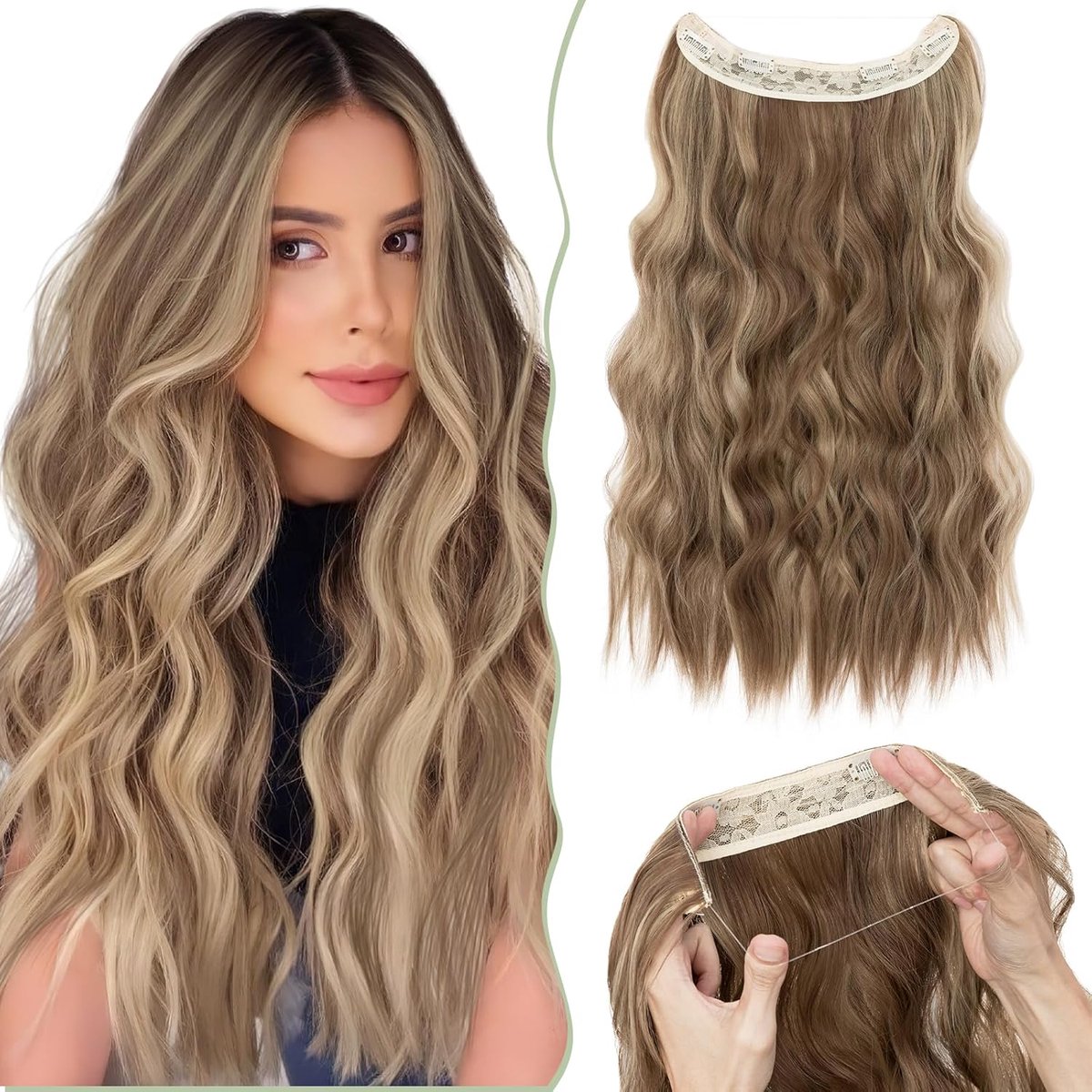 Secrets Haarextensions, haarverlengingen 1 weft haarstukjes met clip, onzichtbare geheime synthetische haarverlengingen als echt haar, 50 cm