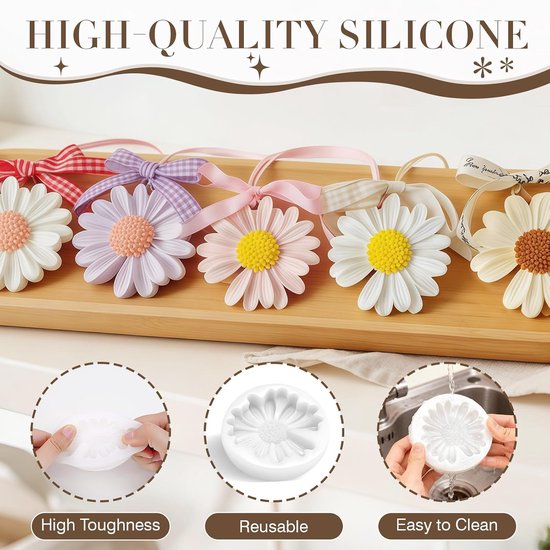 4 Stuks Silicone Kaarsvormpjes, Kaarsgietvormen, Silicone Bloemenvormpjes, Gietvormen Bloemen 3D, Silicone Kaarsvormpjes Kerstmis, voor het zelf maken van Kaarsen en Zeep — afbeelding 2