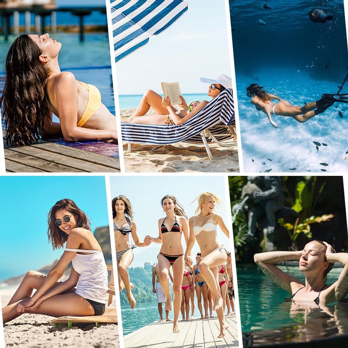 2-delig badpak voor dames, push-up bikini-set, push-up-badpak, V-hals, bikinitop met gekruiste veters op de rug en zwemshorts met trekkoord aan de zijkant met plooien