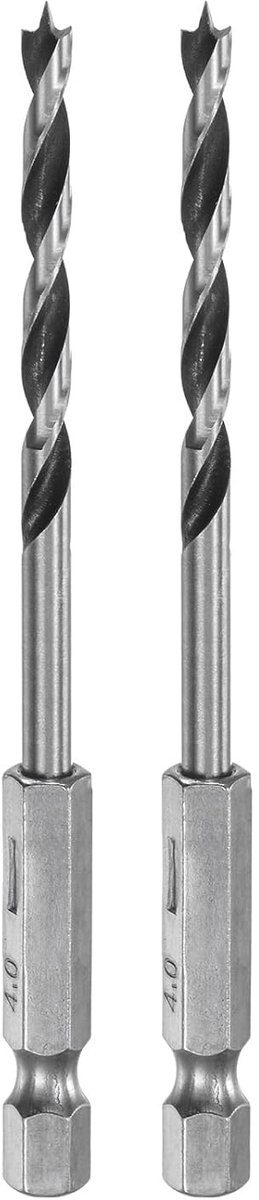 Brad Point Boor 4 mm (5/32 inch) diameter stalen lager 1/4 inch zeskantboor hout werklengte 1,69 inch spiraalboorgereedschap voor houtbewerking