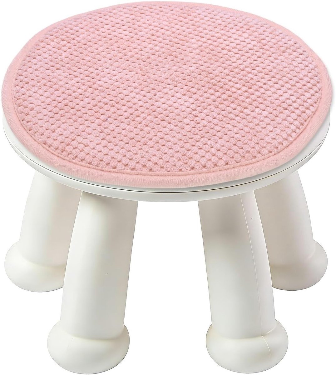 Rond krukkussen 35 x 35 cm met elastische riemen, antislip en zacht voor keukenstoelen, lichtroze kussen voor hoge krukken