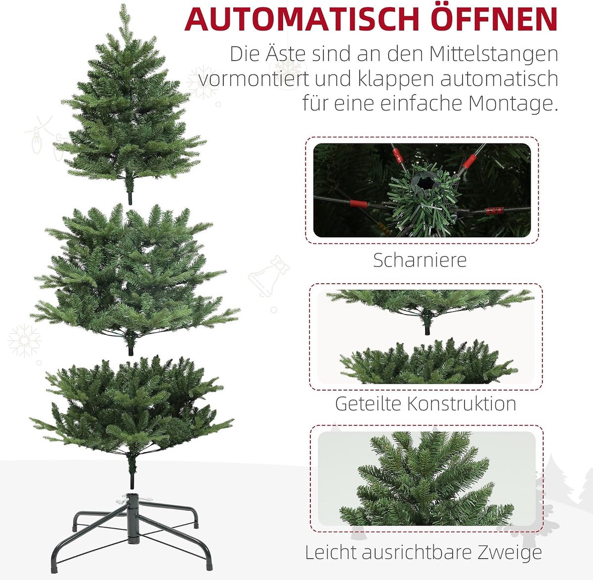 Kunstkerstboom - Decoratie boom - Kerstmis versieren - Snel op te bouwen - 180 cm - Groen – foto 6