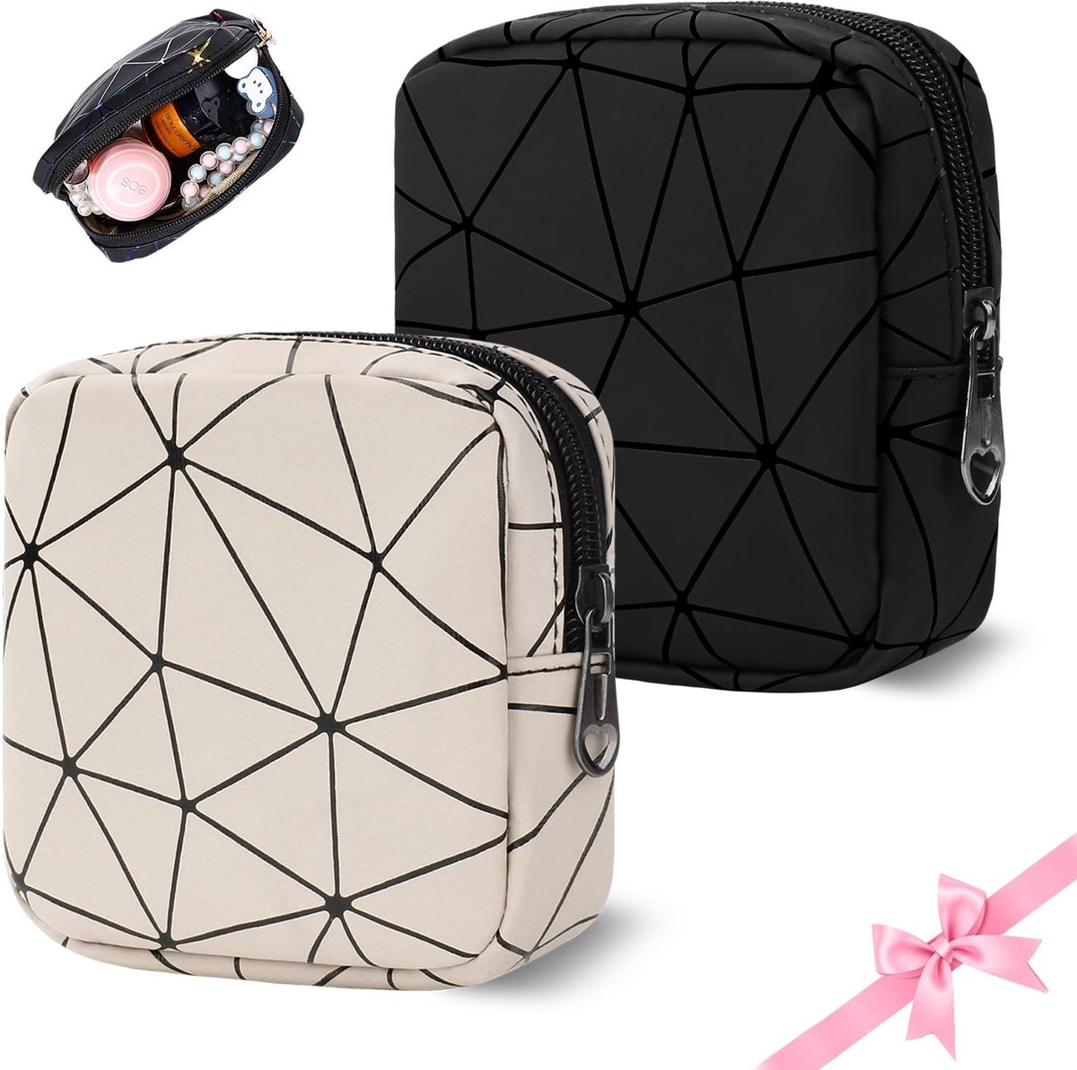 SolidKeus - Set van 2 Draagbare Make-up Tassen voor Vrouwen