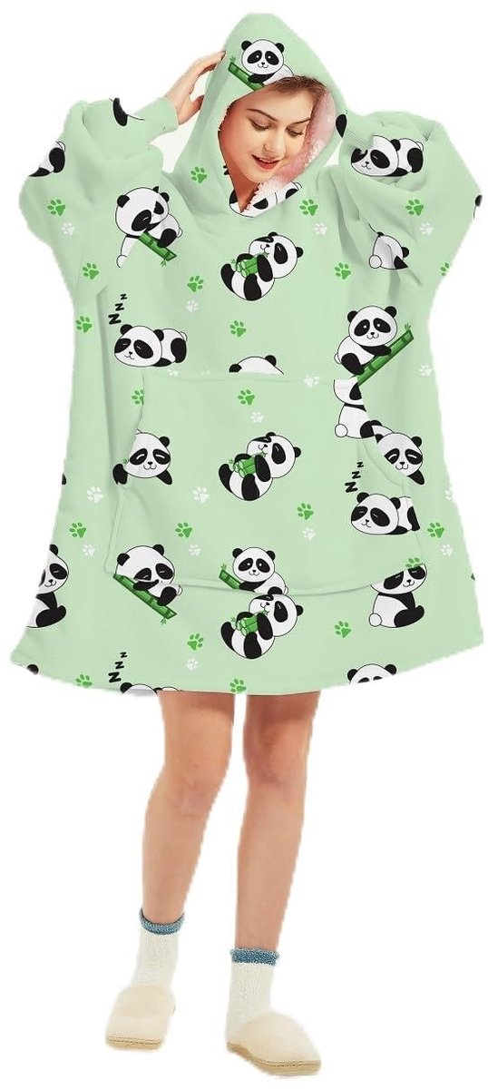 SolidKeus - Fluffy Hoodie Blanket met Mouwen en Kangaroo Pocket