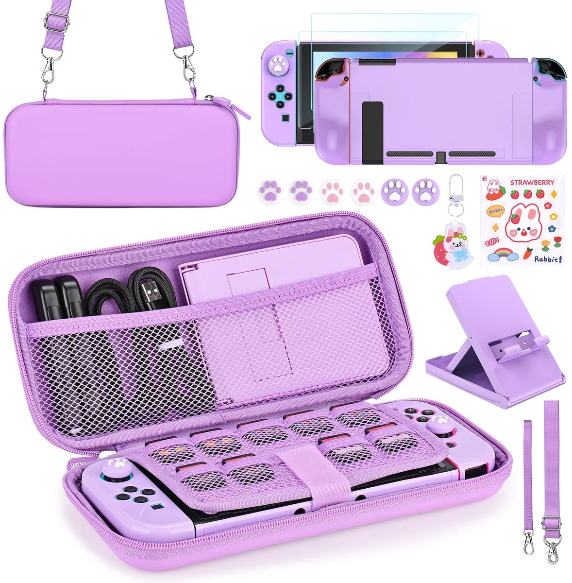 SolidKeus - 15-in-1 Switch Accessoire Kit voor Meisjes met Draagtas