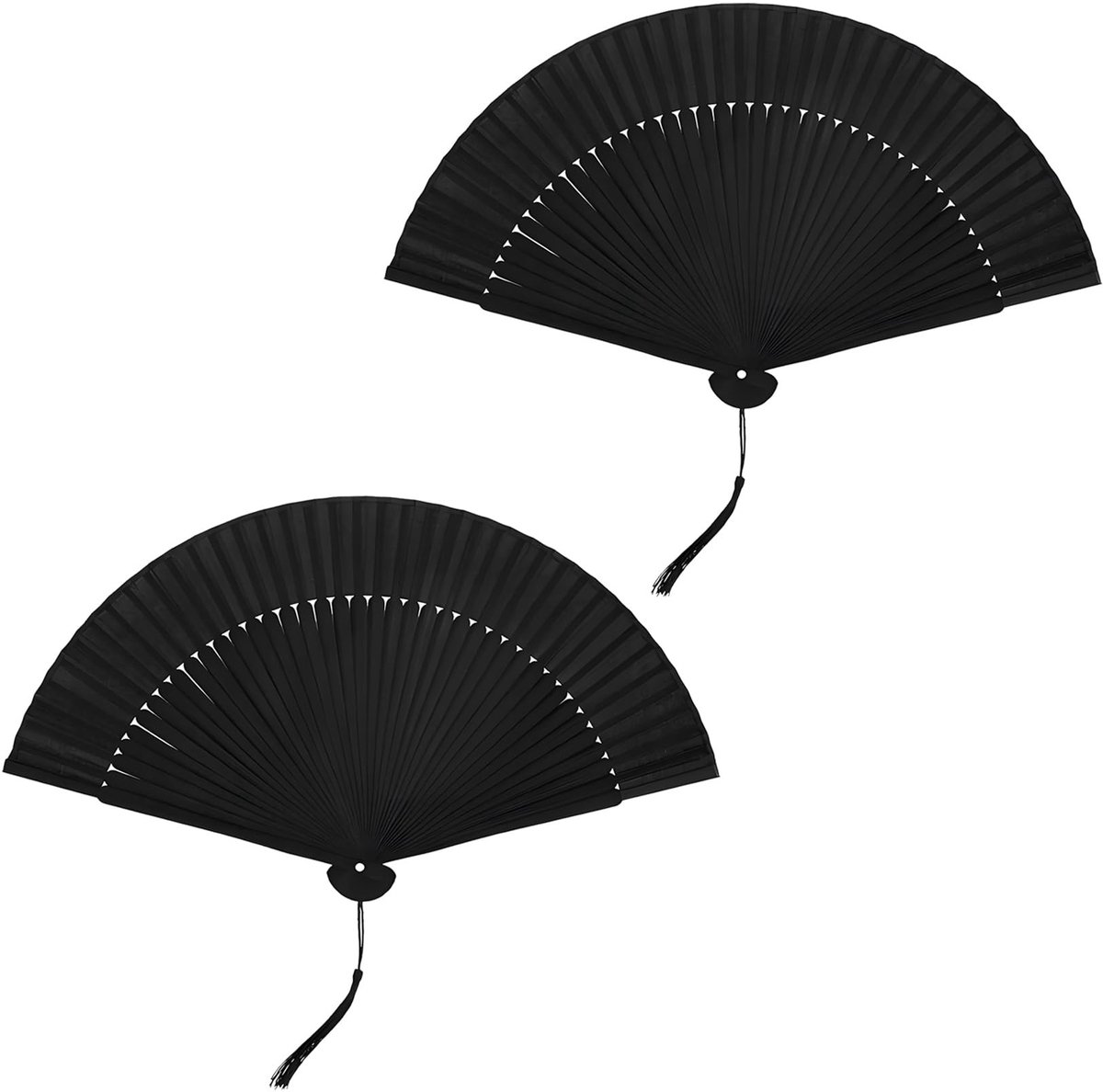 Omgoods - 2 Stuks Vouwbare Handfans in Zwart voor Decoratie