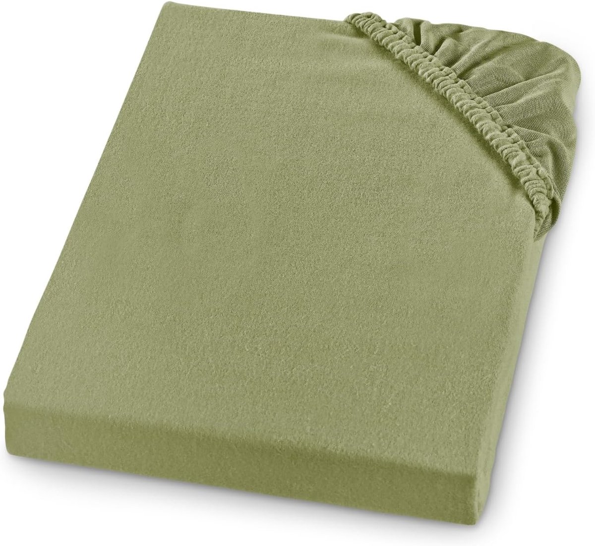 Dik flanellen hoeslaken - flanel - Made in Germany - 100% katoen - elastiek rondom - matrassen tot 23 cm hoog - elastiek rondom - Oeko-Tex - wasbaar tot 60 graden - 180 x 200 - lindegroen