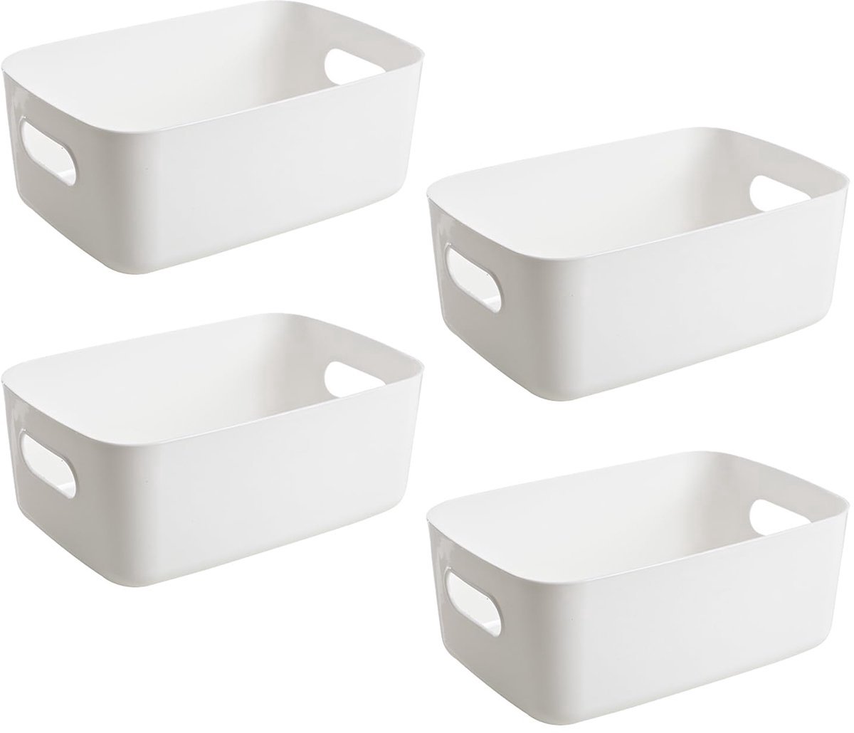 Casalora - Witte opbergdoos - 4-pack (20 x 14 x 7 cm) - Kunststof opbergdozen en manden - Multifunctionele opbergdoos - Speelgoed opbergdoos - Geschikt voor keukens, badkamers, kledingkasten en kinderkamers - Wit