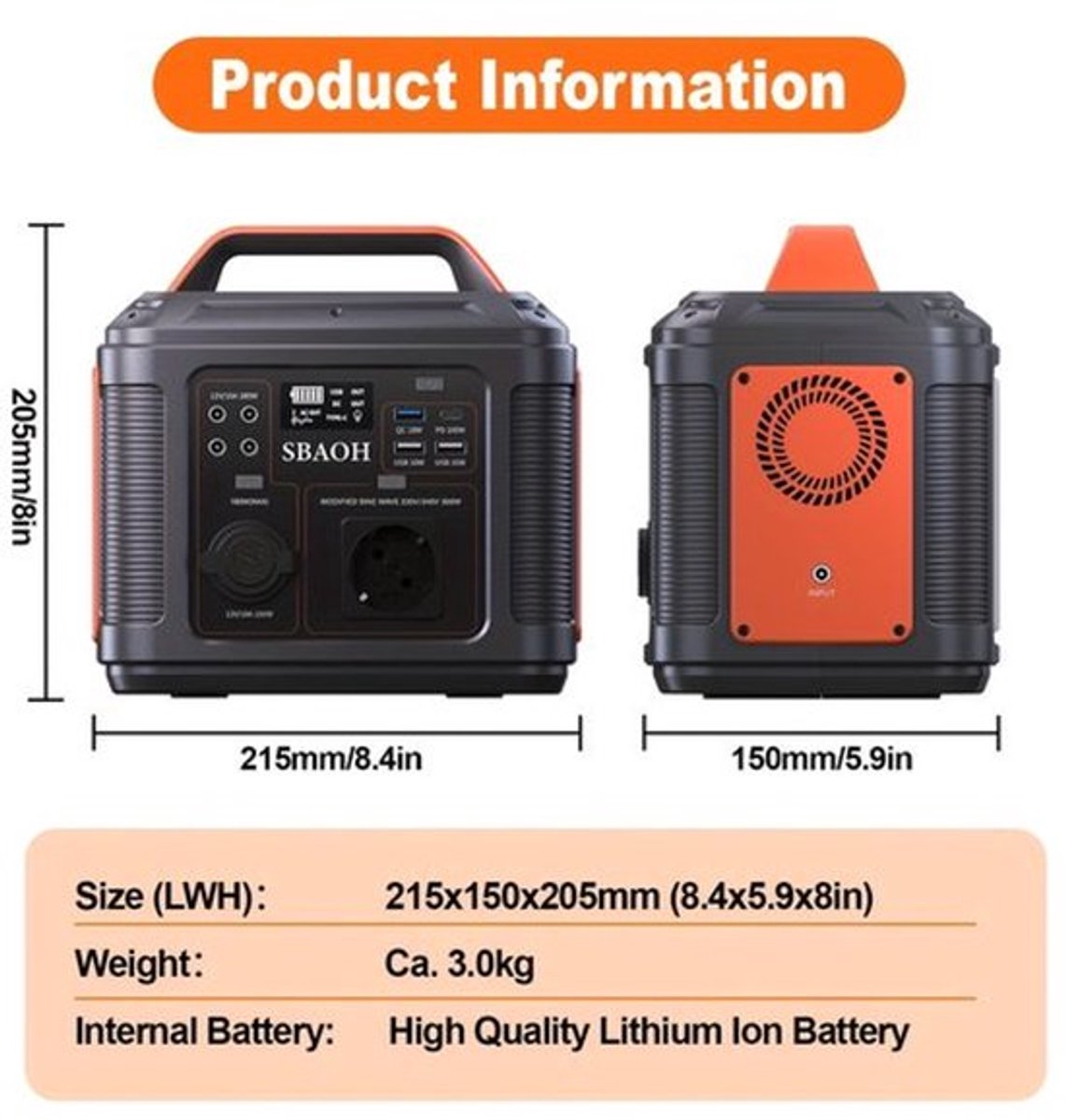 Draagbare Energiecentrale – Powerbank – Generator – Noodstroom – Accupack – 300W Vermogen – Lichtgewicht ABS Behuizing