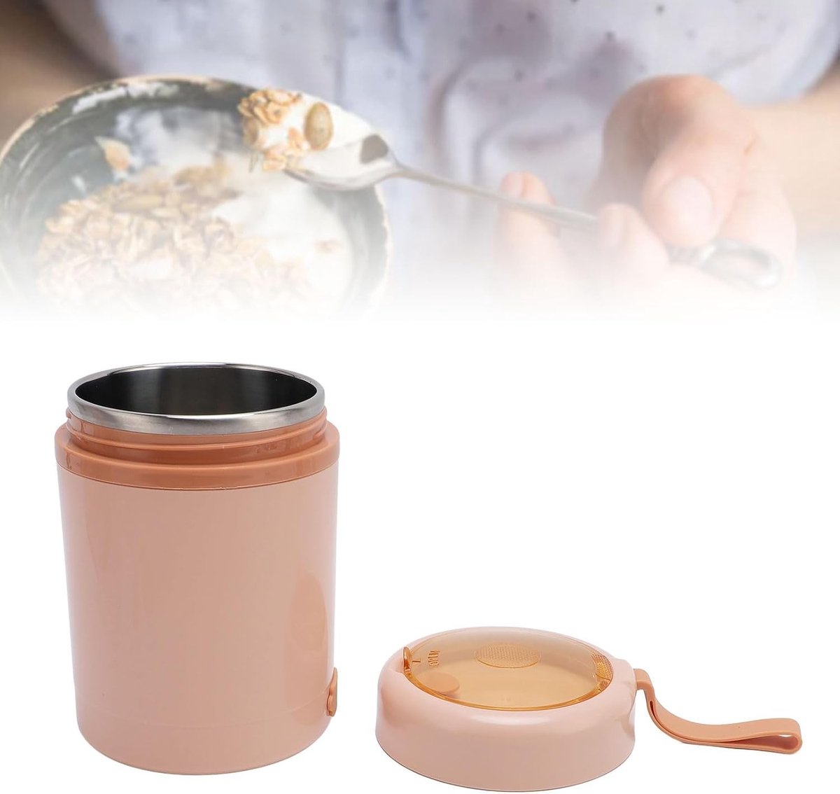 Draagbare Elektrische Lunchbox voor het Verwarmen van Voedsel, RVS Zelfverwarmende Maaltijdcontainer met Lepel, Ideaal voor Werk en Reizen — cadeau in Kookcadeaus - foto 3