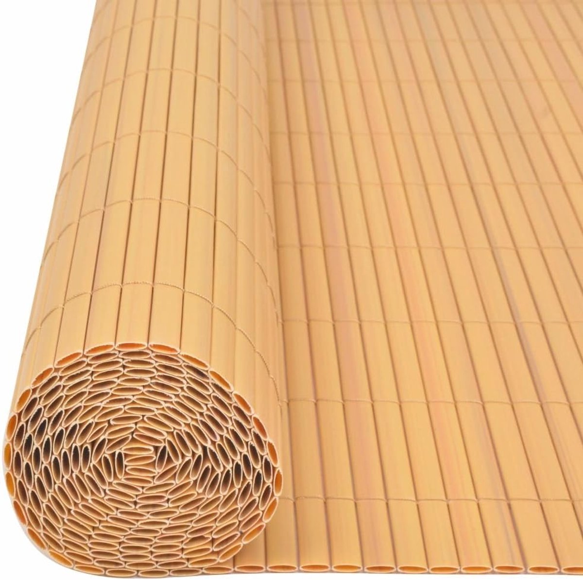 Tuinhek van pvc, dubbelzijdig, PVC-mat, veranda-omheining, zonwering of winddicht, eenvoudig in lengte te verstellen, 90 x 500 cm, geel