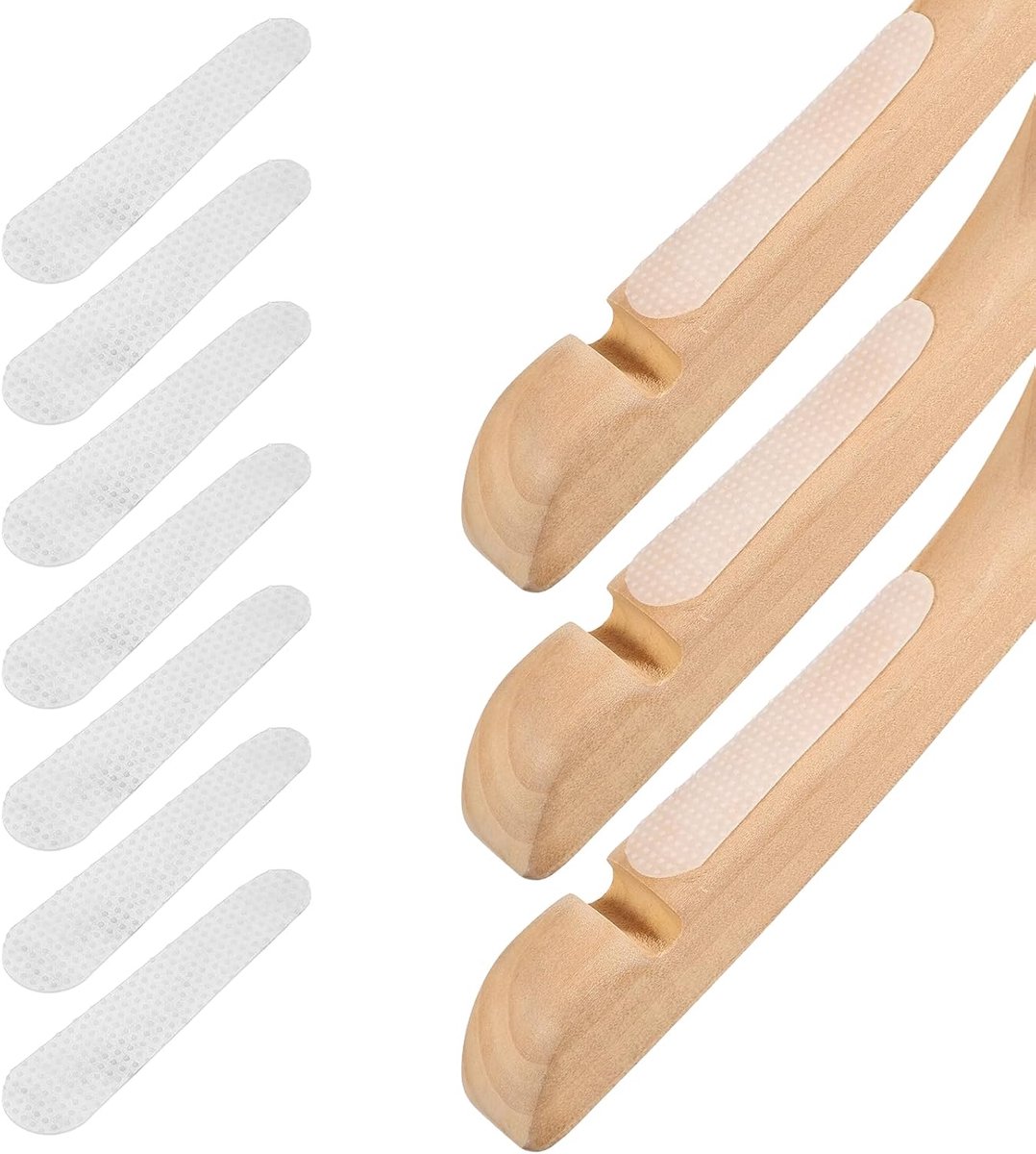 60 stuks antislip pads voor kledinghaken van rubber, 83 mm, siliconen strips voor kleerhangers van hout en kunststof, voor gebruik in winkels thuis
