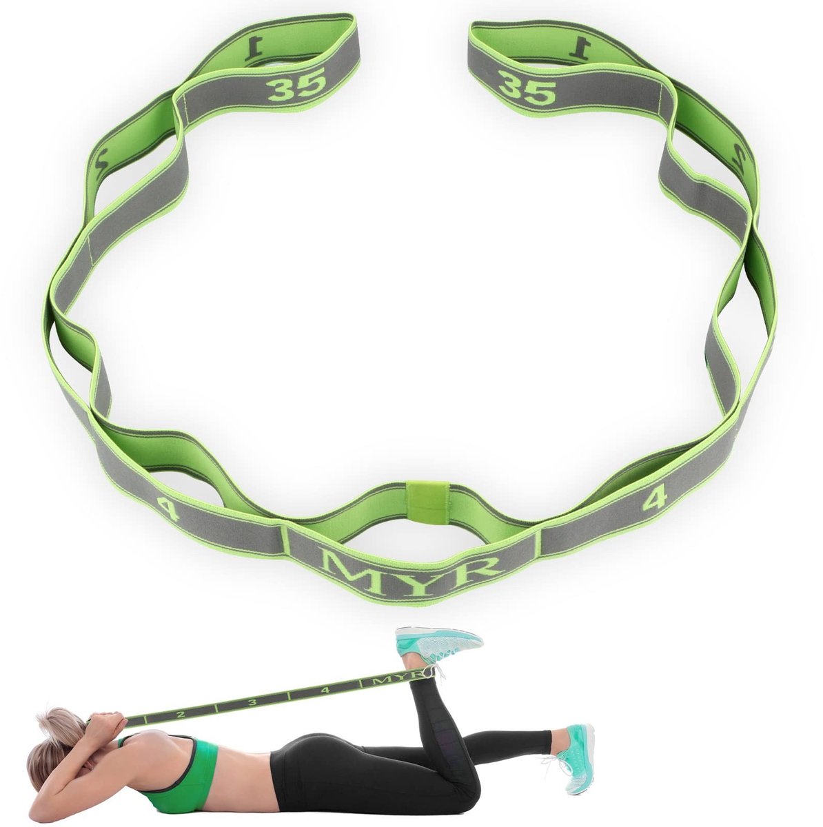 SolidKeus - Yoga Stretch Band met 9 Lussen voor Effectieve Oefeningen