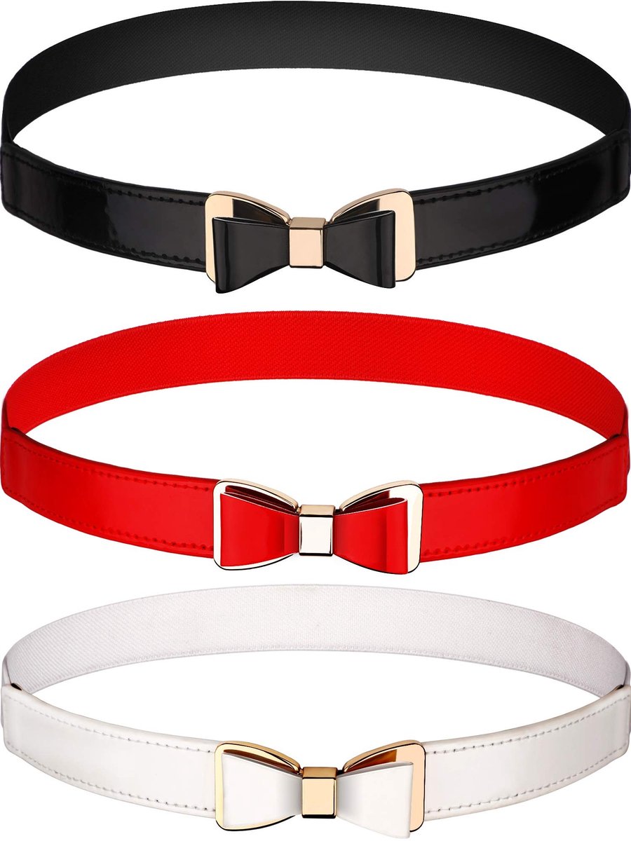 SolidKeus - Set van 3 Dames Skinny Riemen met Strik