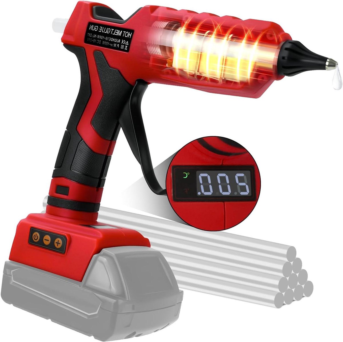 Draadloos lijmpistool - Hete lijm - Klus en hobby - Instelbare temperatuur - 100 Watt - Roze