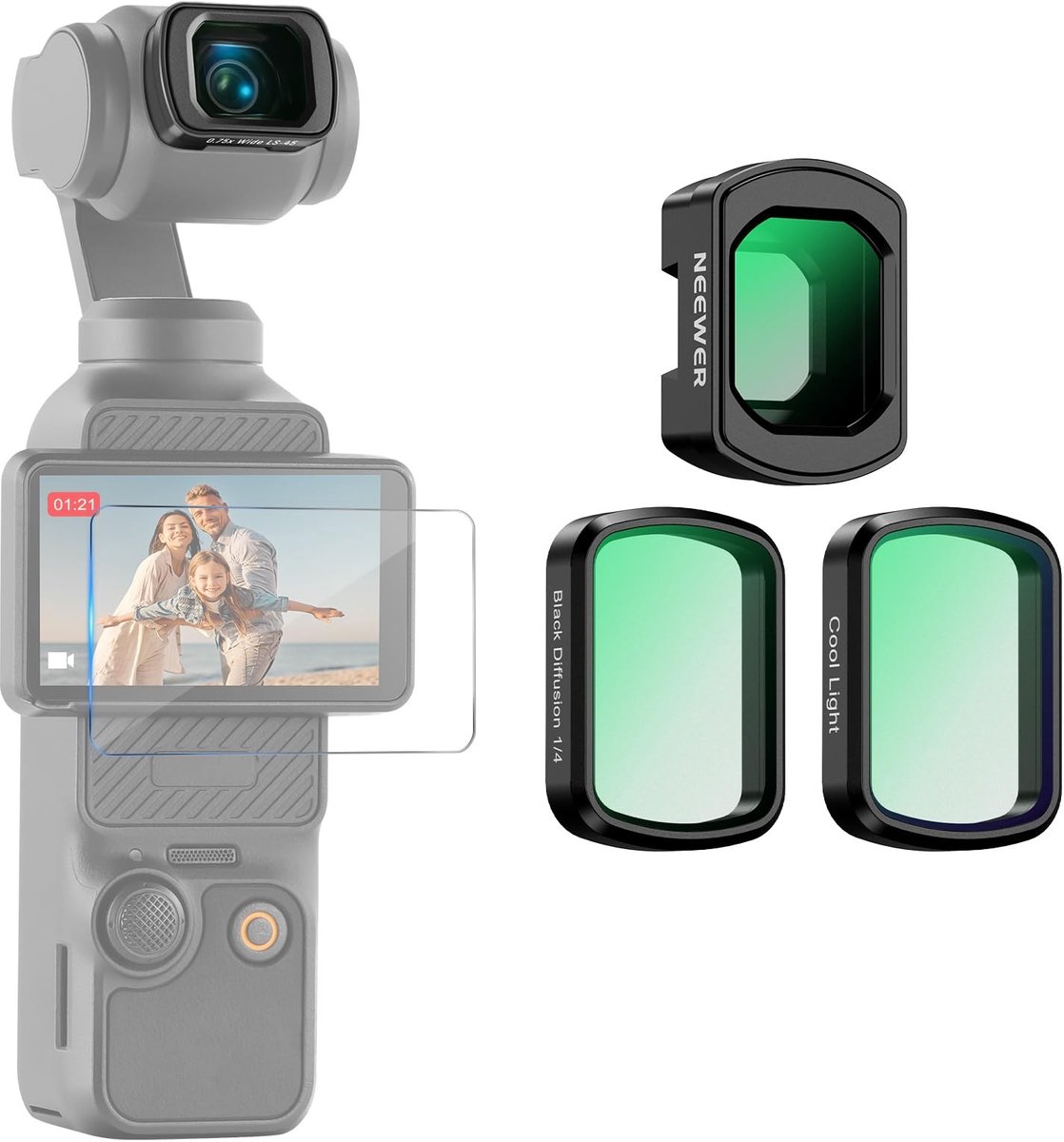 SolidKeus - Accessoire Set voor DJI Osmo Pocket met Wide Angle Lens en LPR Filter