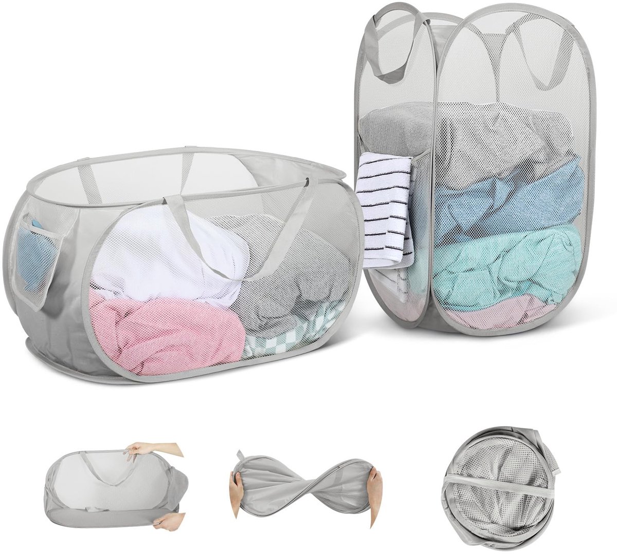 SolidKeus - Vouwbare Wasmand Set van 2 voor Thuis en Op Reis
