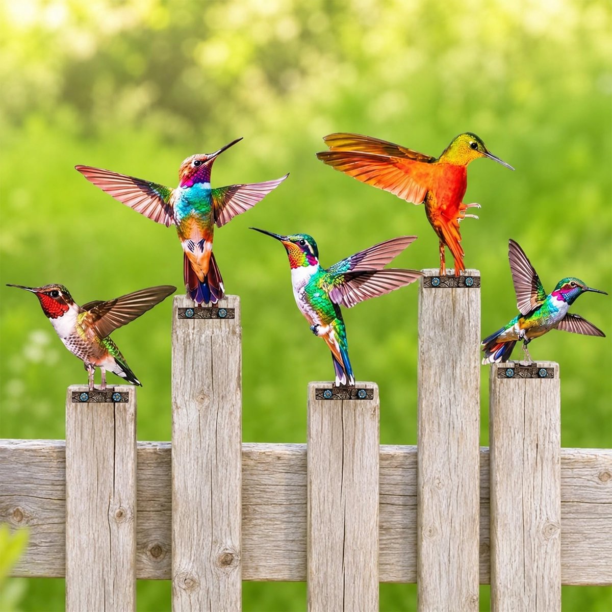 SolidKeus - 5 Stuks Geschilderde Vogel Tuinstekers voor Buiten