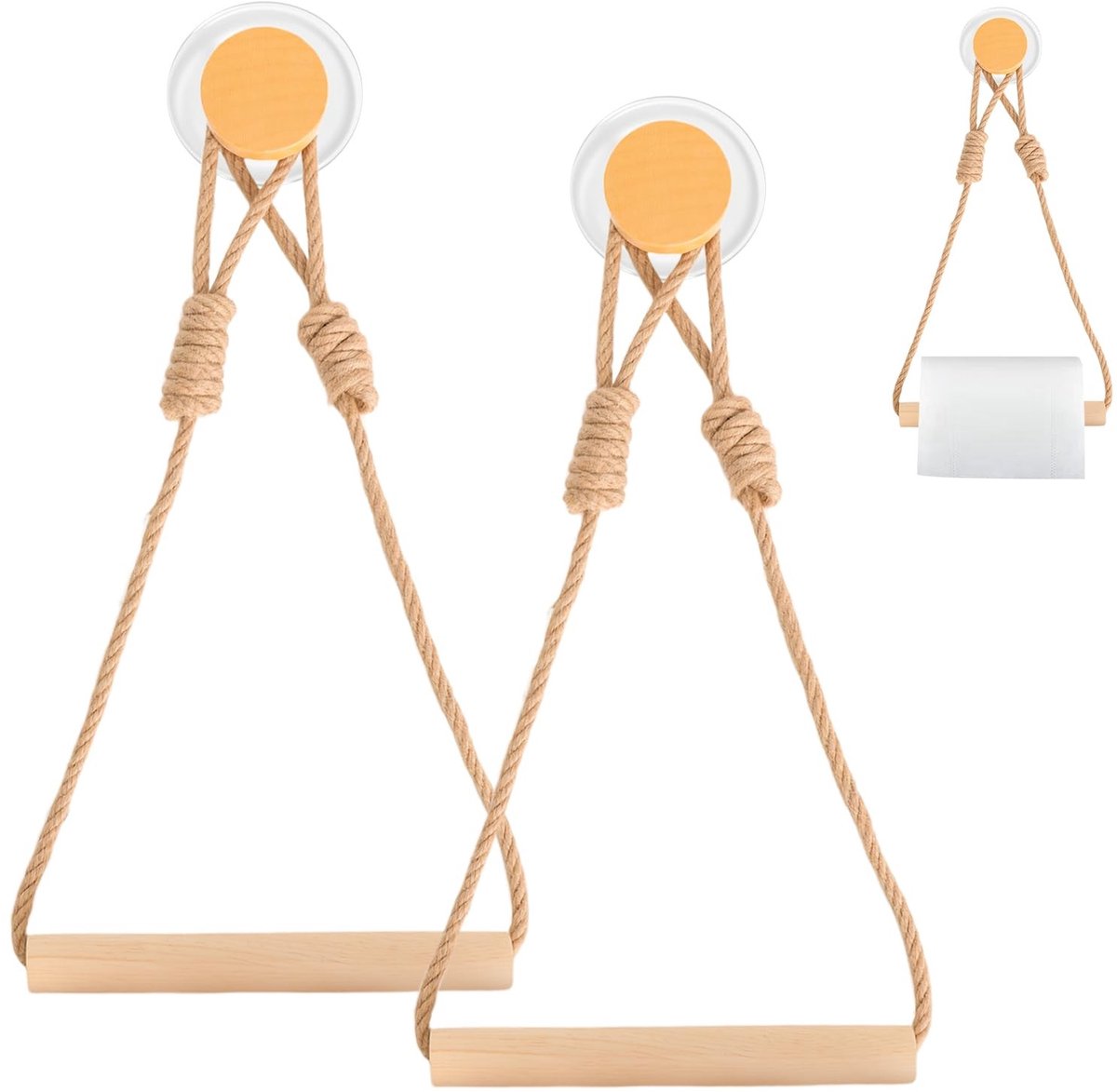 SolidKeus - Set van 2 Zelfklevende Toiletpapierhouders zonder Boren in Vintage Stijl