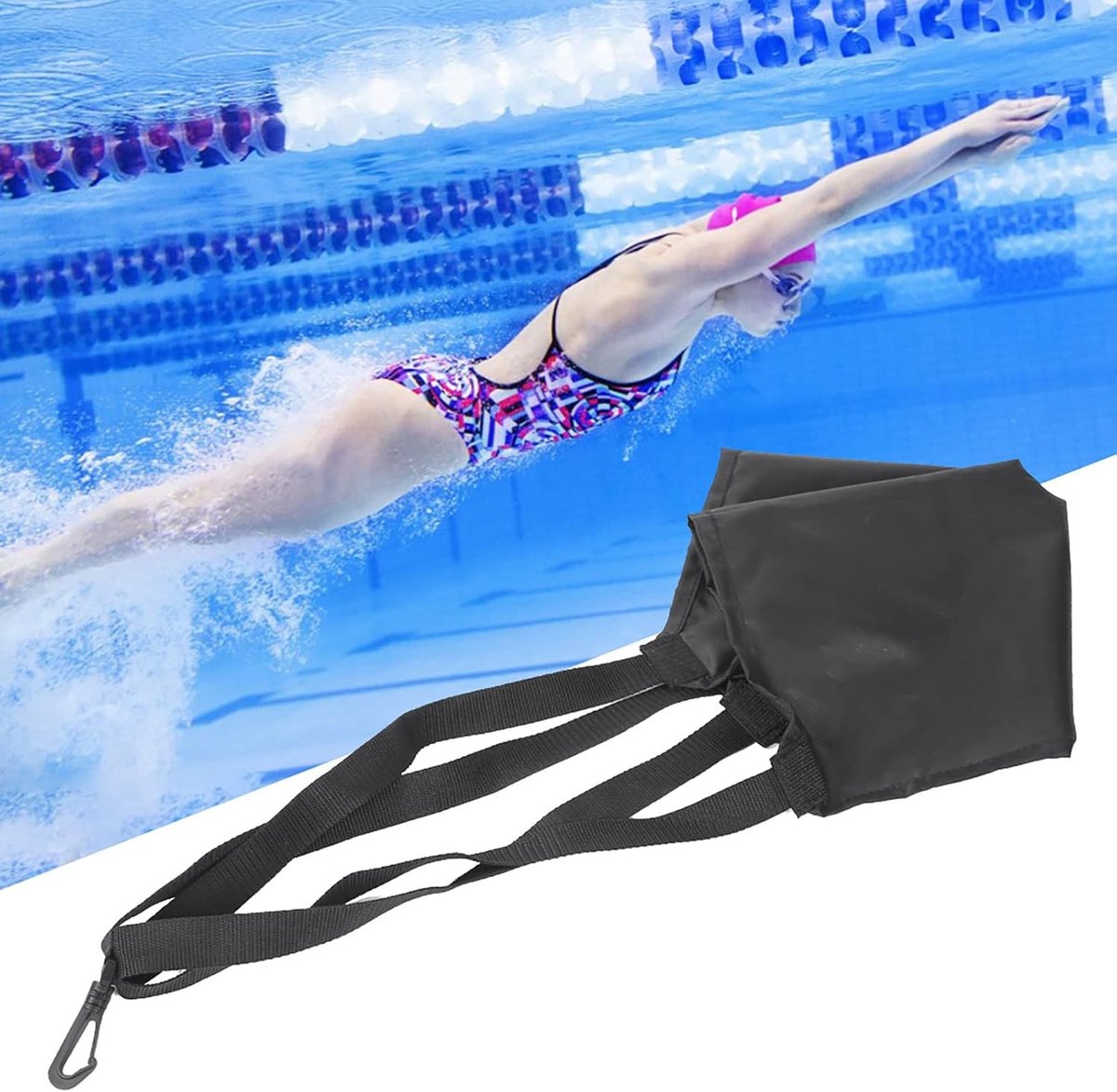 Zwemweerstandsriem met parachute voor krachttraining, ideale zwemaccessoires voor betere prestaties en uithoudingsvermogen
