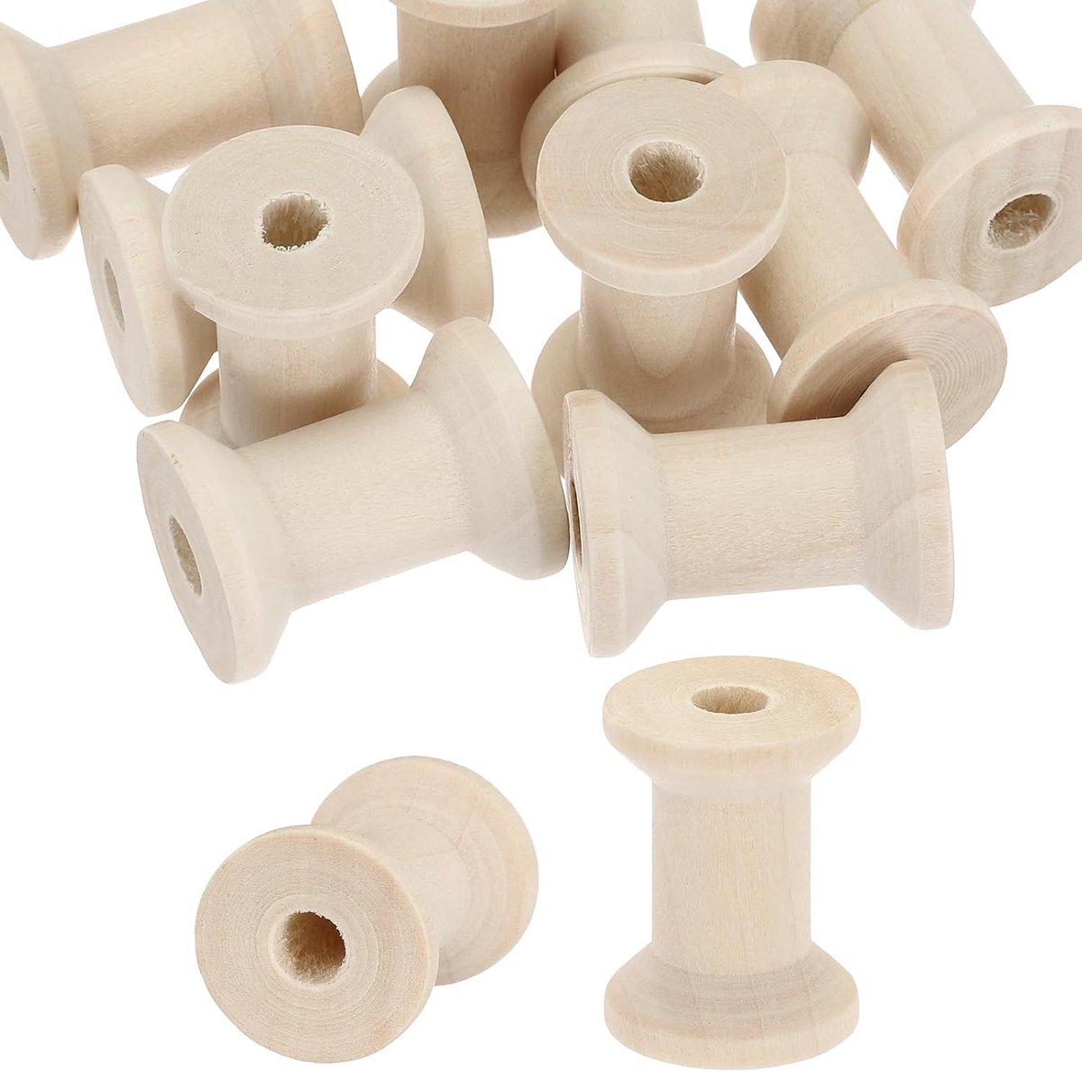 Spoelen 3 cm x 2 cm, 20 stuks onafgewerkte houten naaigaren spoel natuurlijke draad weven klossen voor ambachten borduurwerk, houtkleur