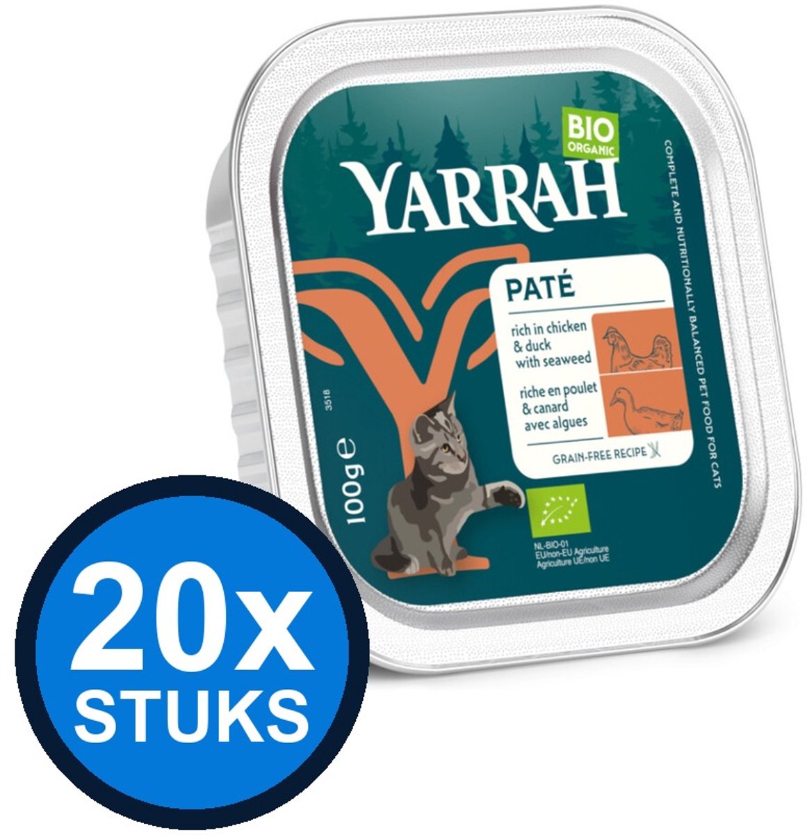 Yarrah Yarrah cat bio alu grainfree paté kip&eend 100gr