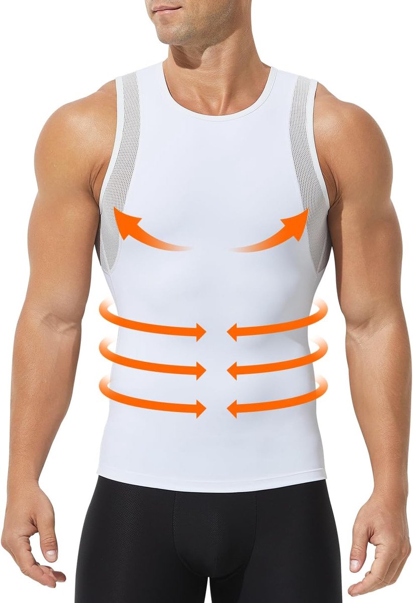 Heren Compressieshirt Onderhemd voor Buikreductie Buikweg Onderhemd Athletic Shapewear Mouwloos Bodyshaper
