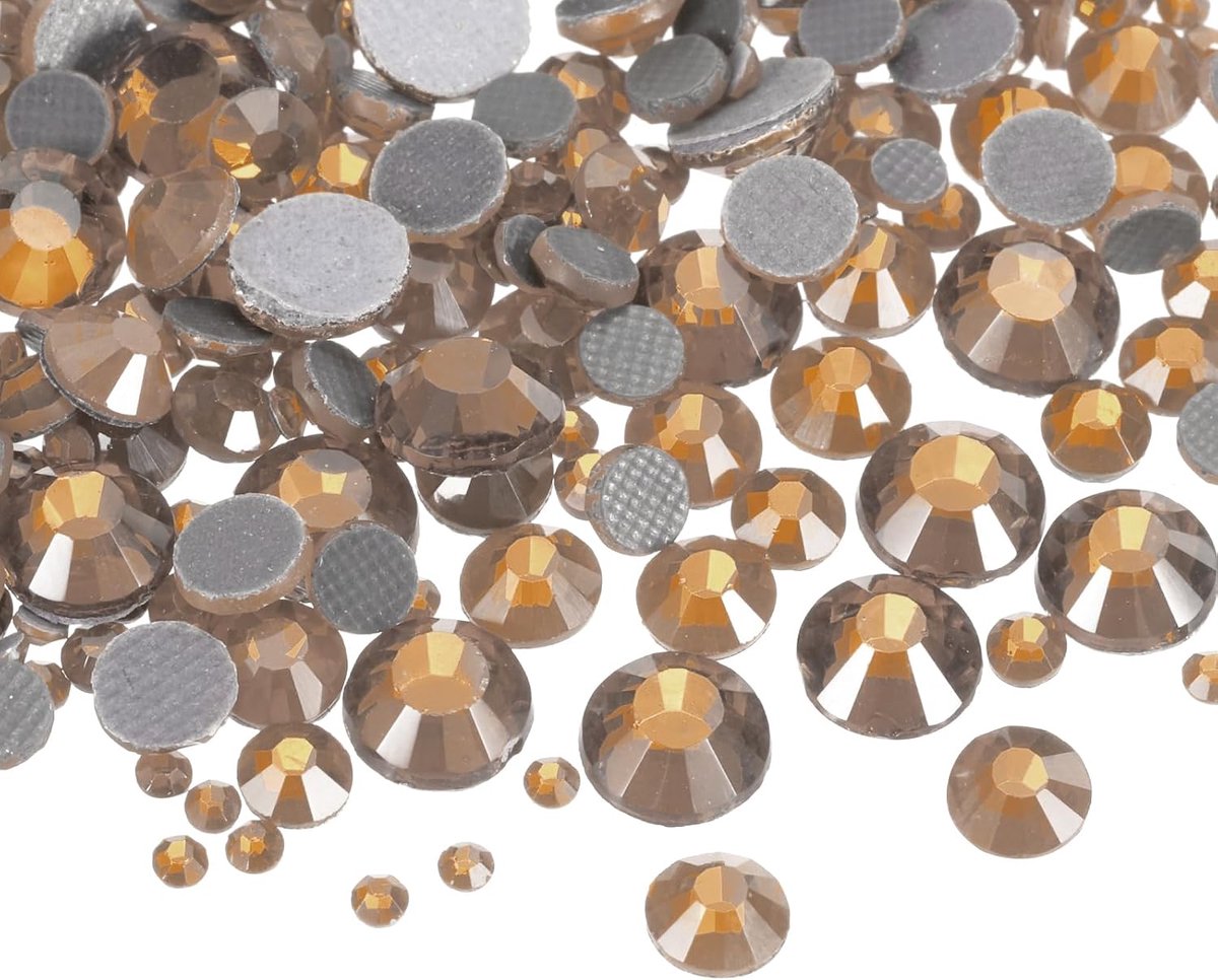 SS6-SS20 strass-steentjes, 400 stuks, hotfix met platte rug, met transparante tas, voor nagels, knutselen, kleding, decoratie, doe-het-zelf, 5 maten (SS6-SS20, roségoud)