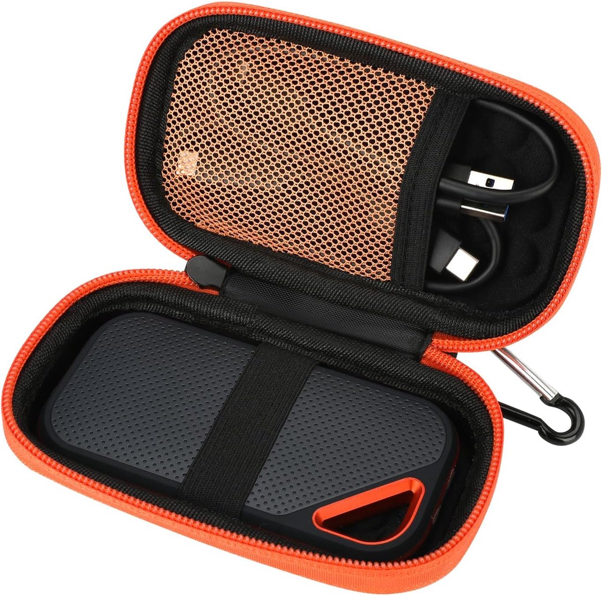 Case voor Sandisk Extreme PRO/Sandisk Extreme Portable SSD externe SSD 128GB 500GB 1TB 2TB beschermende opbergtas reistas tas hoes (oranje)