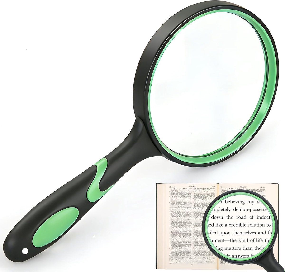 Vergrootglas voor kinderen, 30-voudige leesloep, 100 mm grote handloep, High Definition vergrootglas, kindervergrootglas, senioren, met valbestendige rubberen handgreep, voor wetenschappelijke boeken