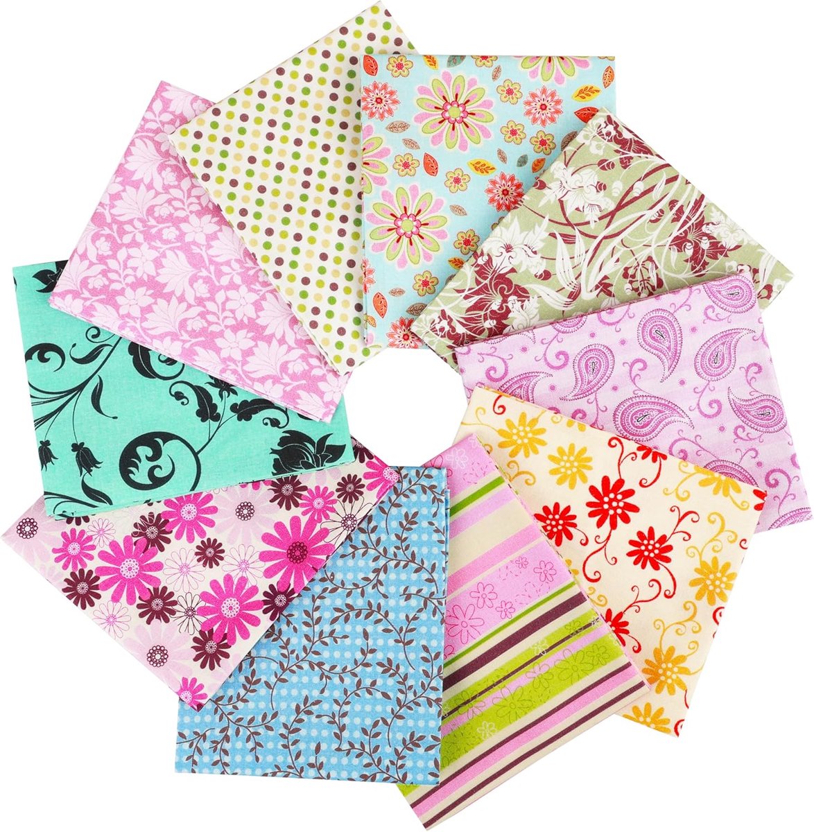 10 stuks 18”x21” (46x53cm) Fat Quarters Katoenen Stof - Gemiddeld Gewicht 145g - 100% Katoenen Stof voor Quilten, Naaien, Patchwork, DIY en Handgemaakte Kunst&Ambachten - Floral