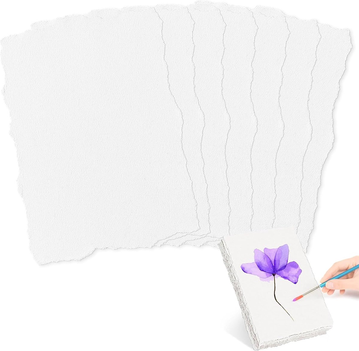 Handgeschept papier A6, 25 vellen handgemaakt papier, getextureerd papier aquarelpapier katoenpapier, voor wenskaarten, diy-aquarelpapier, kaarten, tekening, brieven, uitnodigingen