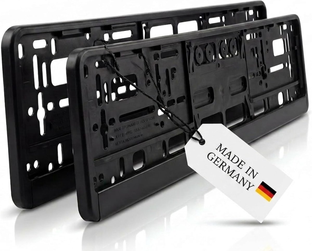 Auto zwart, kentekenplaatversterker kentekenframe set van 2 - Made in Germany