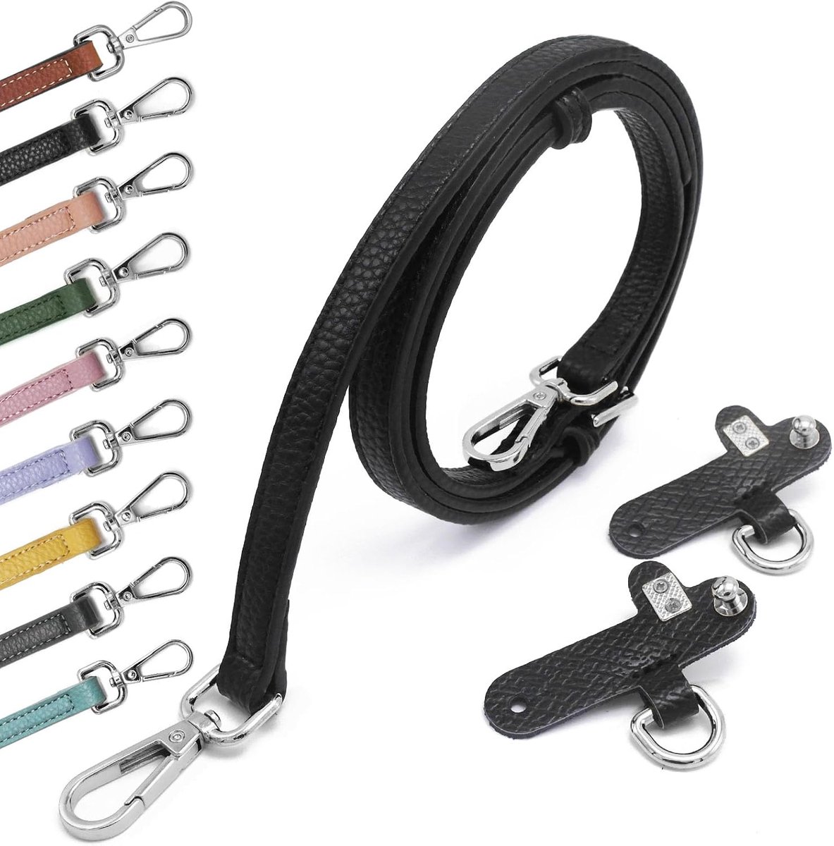 Leahter Verstelbare Brede Schouderriem Schouderriem Voor Tassen Handtas Tasriem Verstelbare Vervangende Draagriem Tas Riem Voor Dames Meisjes Meerkleurige black silver 1.2cm