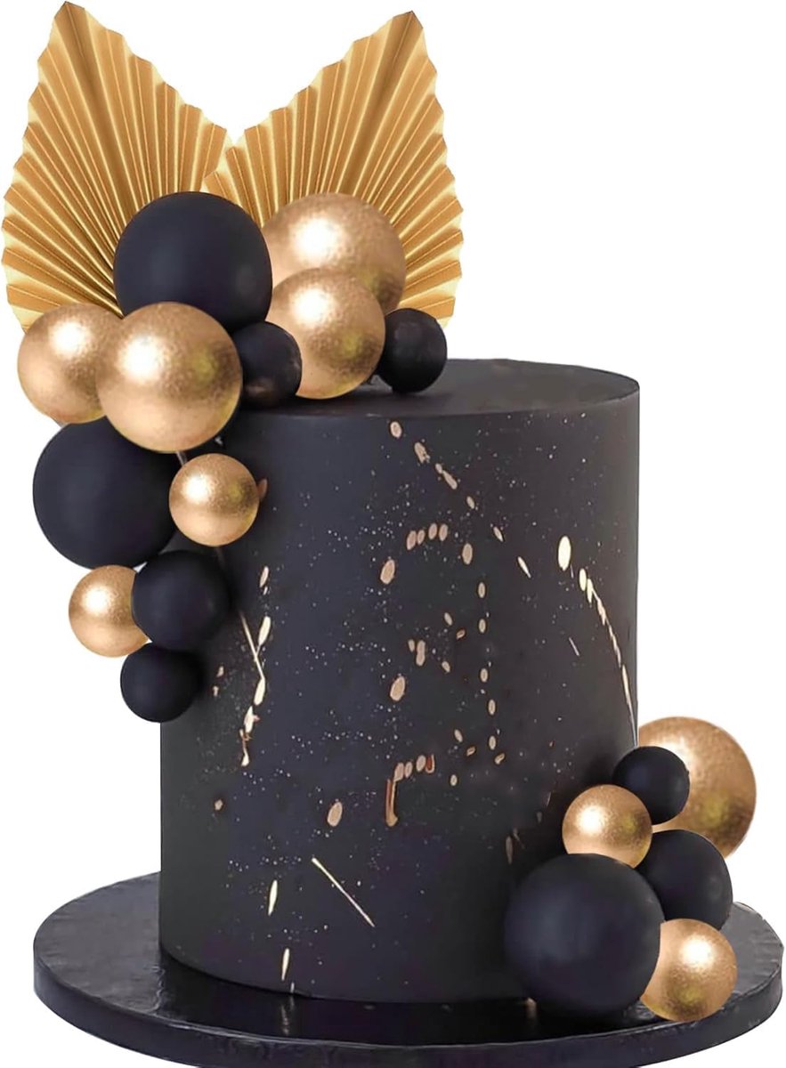 Zwart goud, 22 stuks, palmbladeren, verjaardag, bruiloften, babyfeestjes