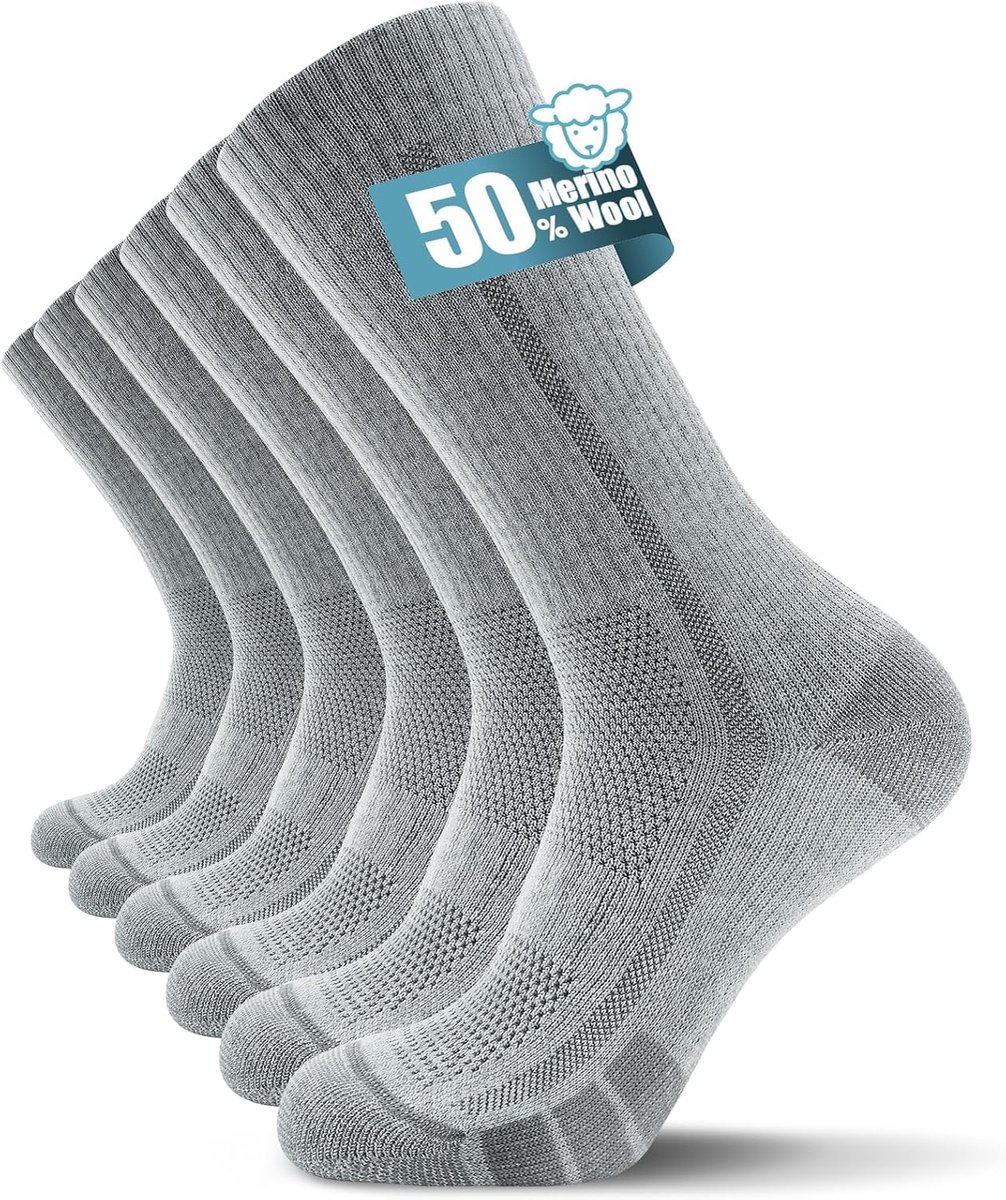 Sokken voor dames en heren, antislip trekkingsokken van merinowol, loopsokken voor dames en heren, trailsokken, 3 paar, maat 47-50, 35-38, 39-42, 43-46