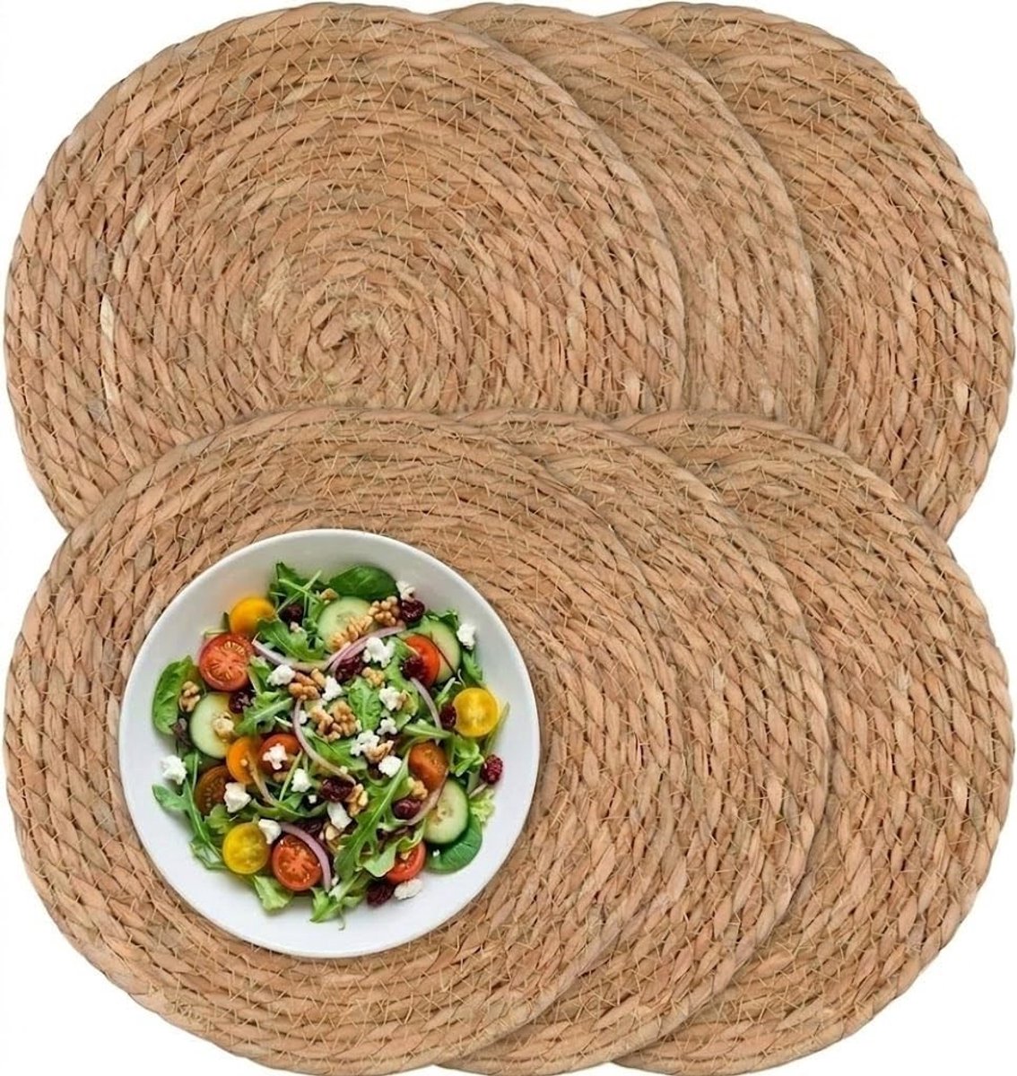 Ronde Placemat Set van 6 - Waterhyacint Tafelonderzetters voor Bohemian Eettafel en Keukenaccessoires