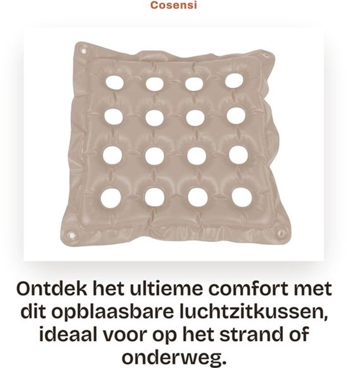 Luchtzitkussen Draagbaar - Opblaasbaar - Opvouwbaar - PVC - Comfortabel - Geschikt voor Thuis/Kantoor/Strand - Zitkussen