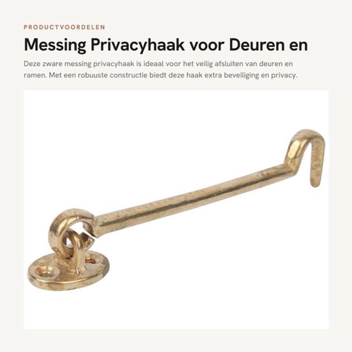 Privacyhaak 6,7 Inch - Zware Massieve Poortgrendel - Dikkere Deurhaak - Raamsluiting - Hoogwaardig Messing - Eenvoudig te Installeren