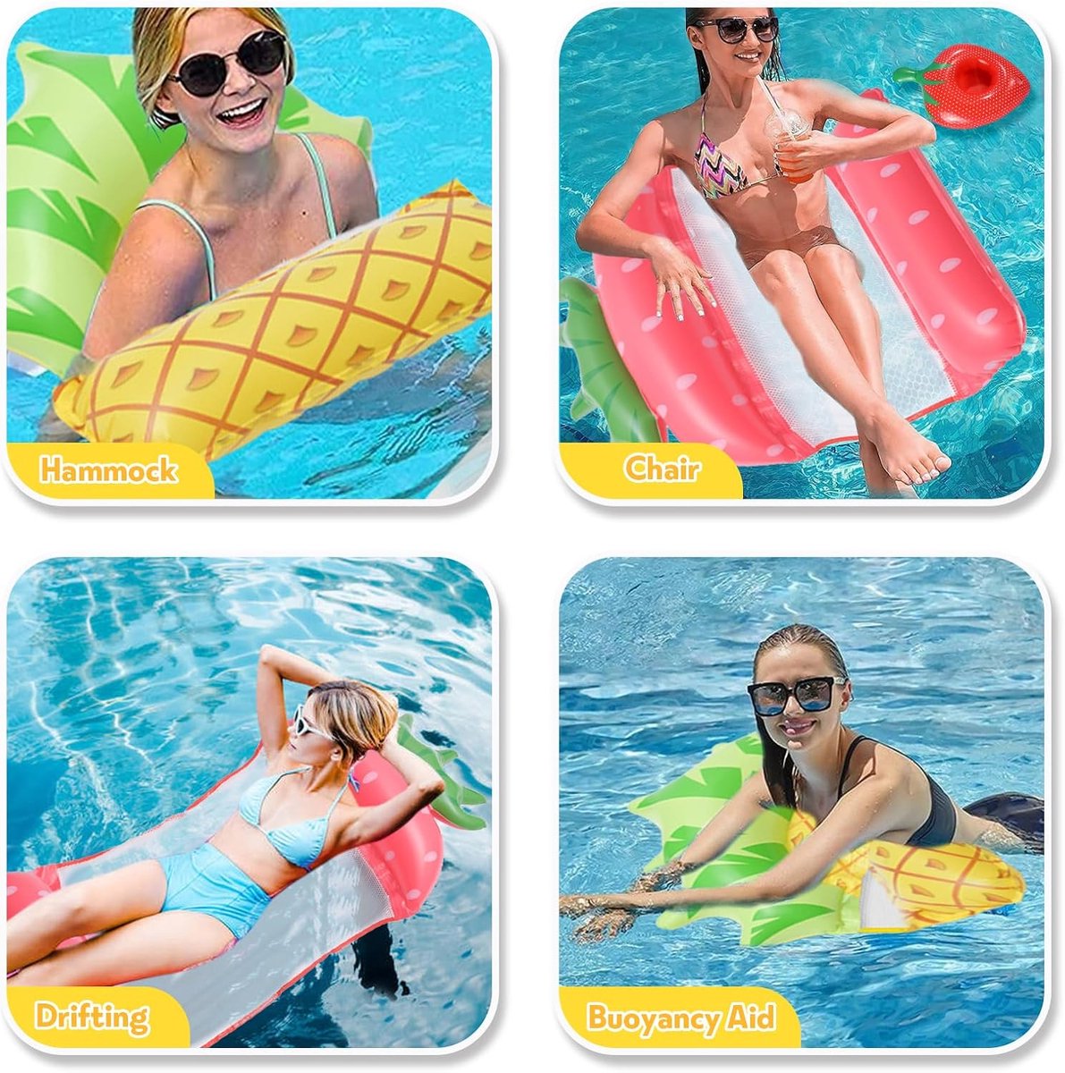 SnelShoppen - 4-in-1 Luchtbed Water Hammock Inclusief 2 Opblaasbare Coasters, 2 Waterdichte Telefoonhoezen en Pomp - Ideaal voor Volwassenen, Zwembada