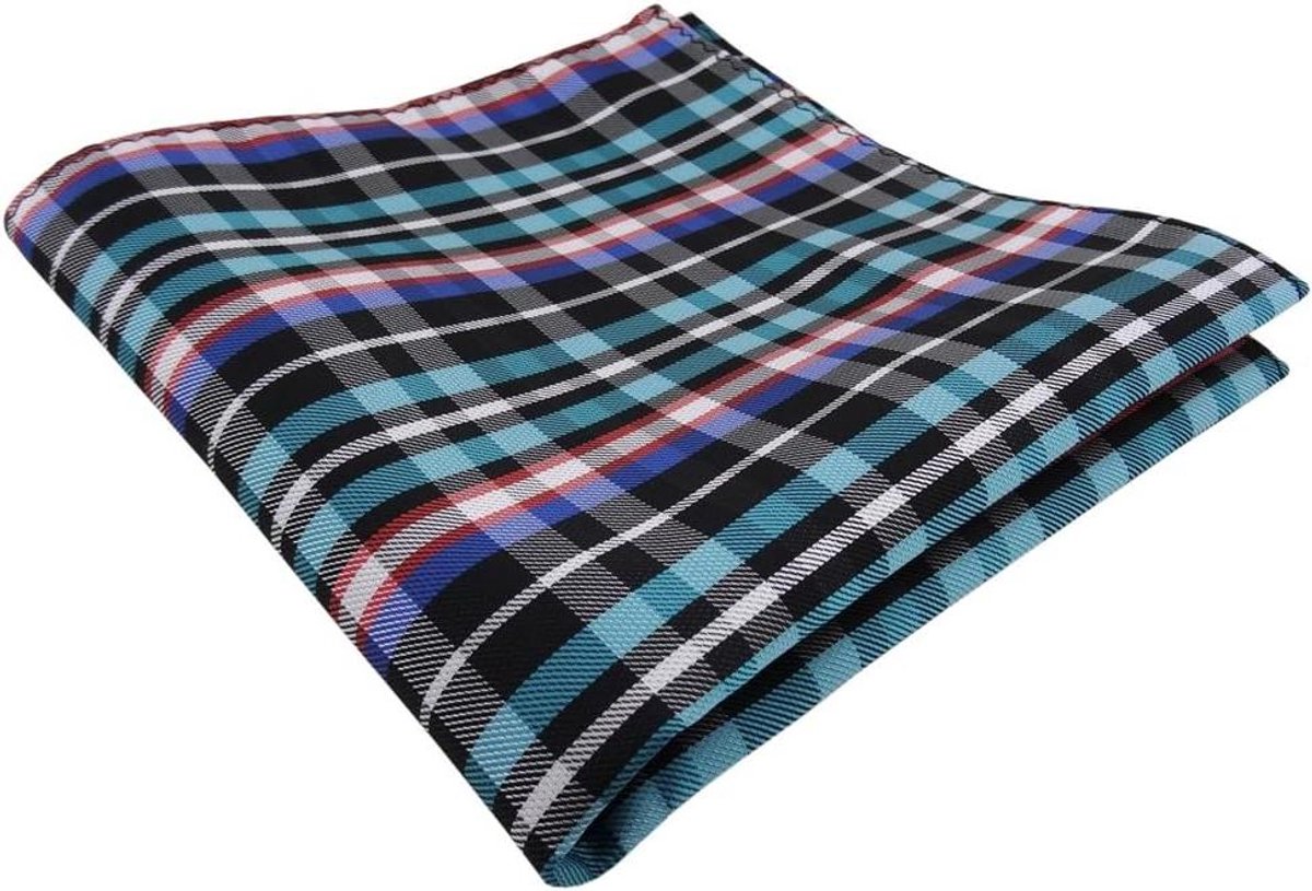 Pochet Ruit - Zakdoek Heren - Kostuum Accessoire - Elegante Print - 30x30 cm - Turquoise Oranje Blauw