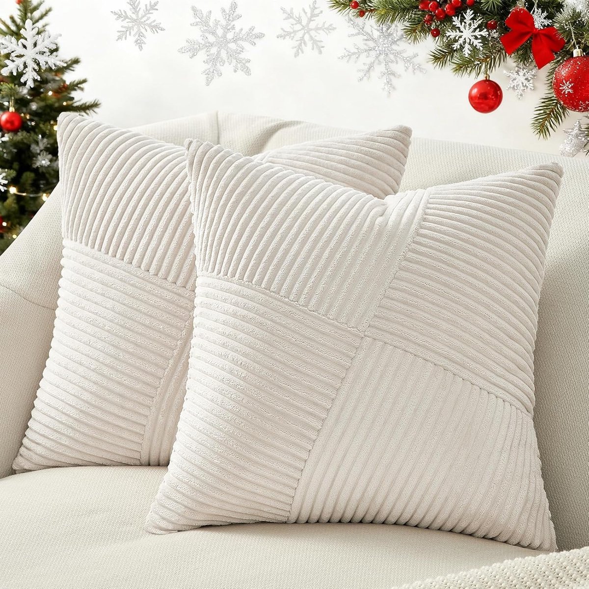 SnelShoppen - Set van 2 Kussenhoezen - Zachte Corduroy Windmill Patroon - Bohemian Decoratie voor Bank, Slaapkamer, Woonkamer, Balkon - Premium Velvet