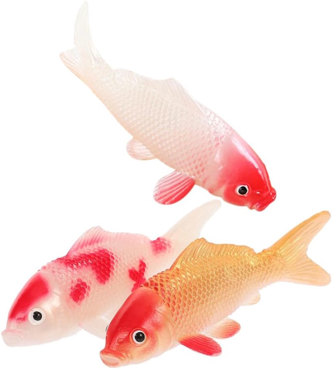 SnelShoppen - 3 Stuks Kunstvis Decoratie voor Aquarium - Vervangende Neppenvissen en Waterplanten - Herbruikbare Kunststof Koi en Goudvis - Makkelijk