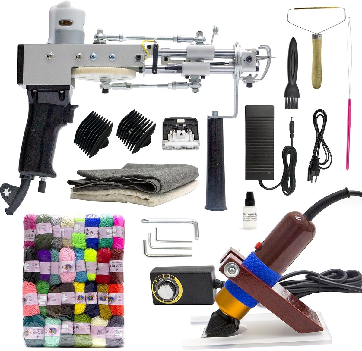 Carpet tufting gun set - elektrisch tufting pistool - inclusief trimmer en accessoires - ideaal voor DIY tapijten - SnelShoppen