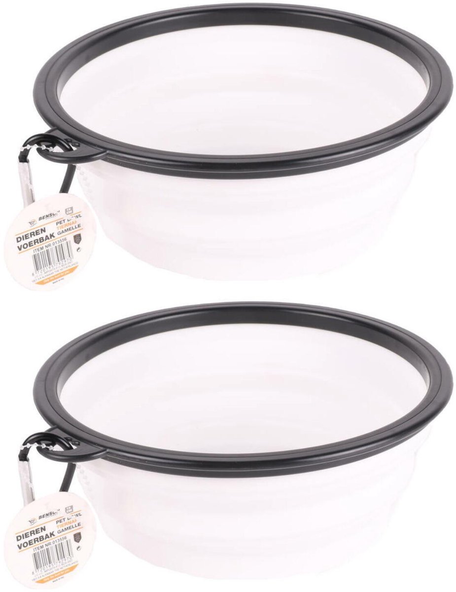 Benson honden drinkbak - 2x - D19 cm - 1L - siliconen - voerbak - reizen/wandelen/outdoor