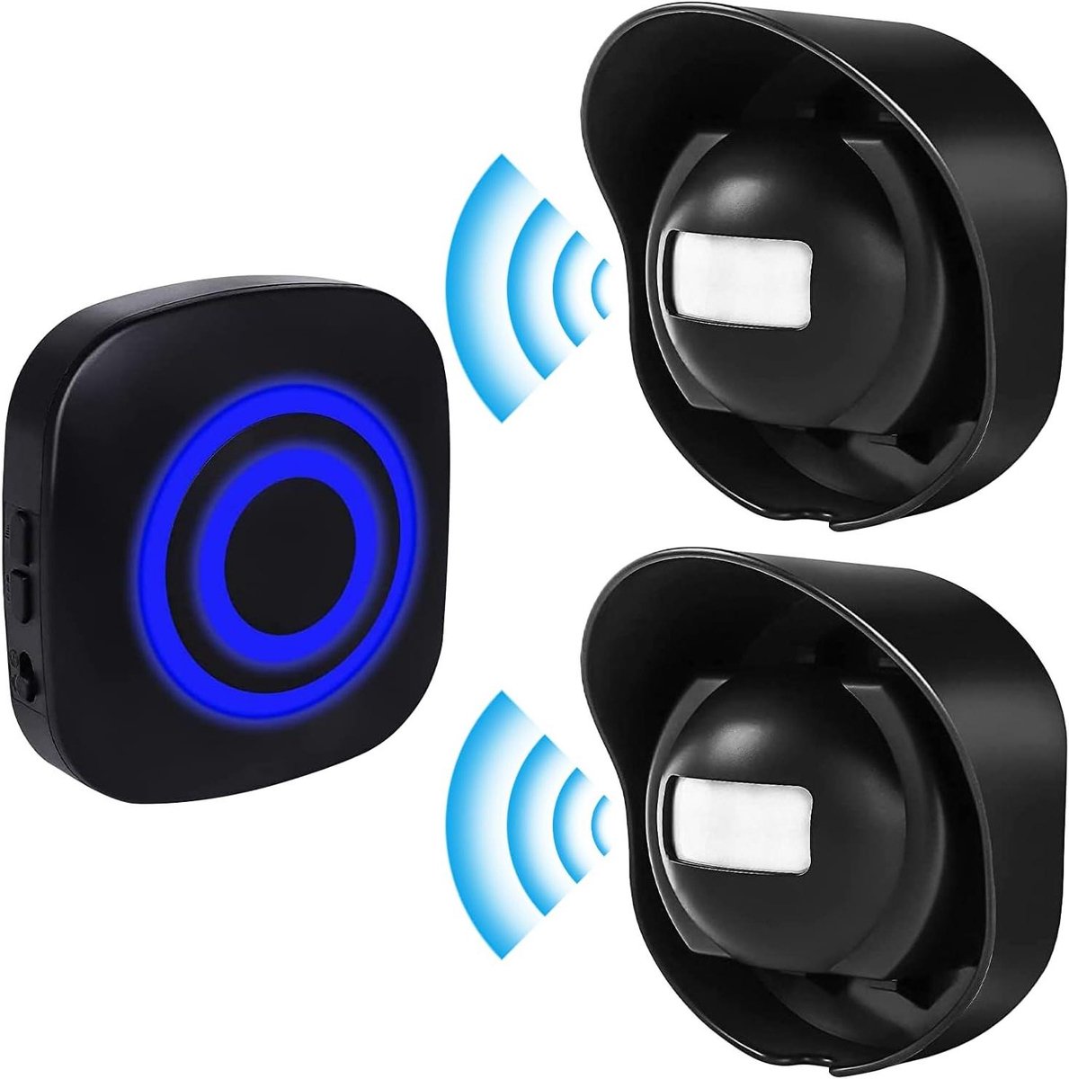 Oprit Alarm - Bewegingsmelder Deurbel - Passage Detectie - Draadloos Signaal - 2 Zenders - Blauw