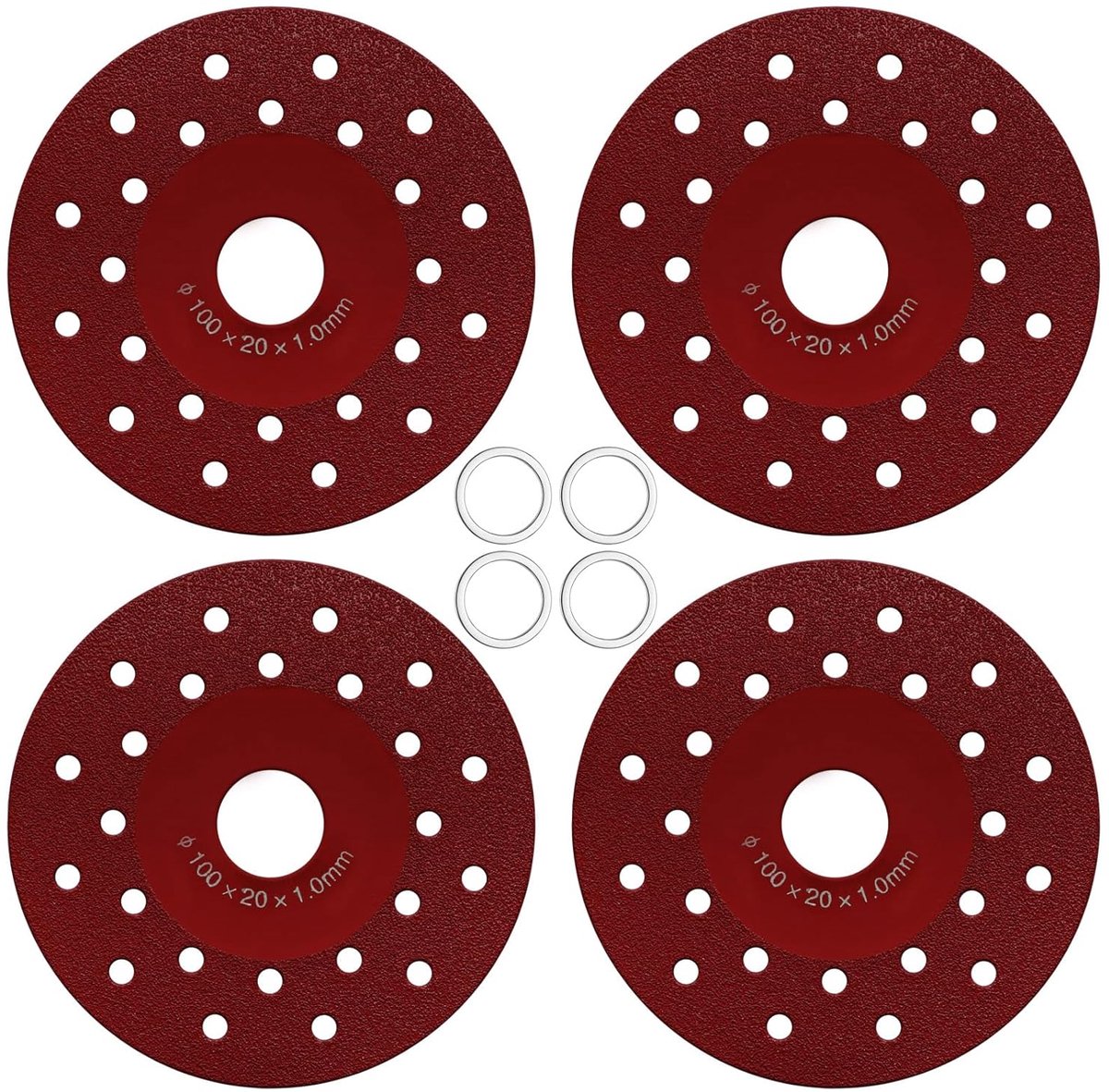 SnelShoppen - 4Pcs Diamant Bevel Zaagbladen Steenplaat Schuur Schijf (Rood) - Voor Nauwkeurig Slijpen, Snijden en Schuren van Harde Materialen