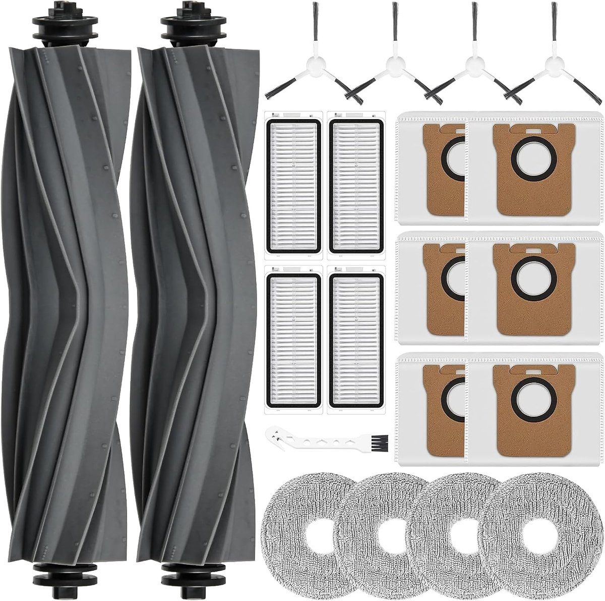 SnelShoppen - 22 Delen Accessoires voor Dreame L20 Ultra Stofzuiger Vervangset - 2 Hoofdborstels, 6 Stofzakken, 4 Moppen, 4 HEPA Filters, 4 Zijkammen,