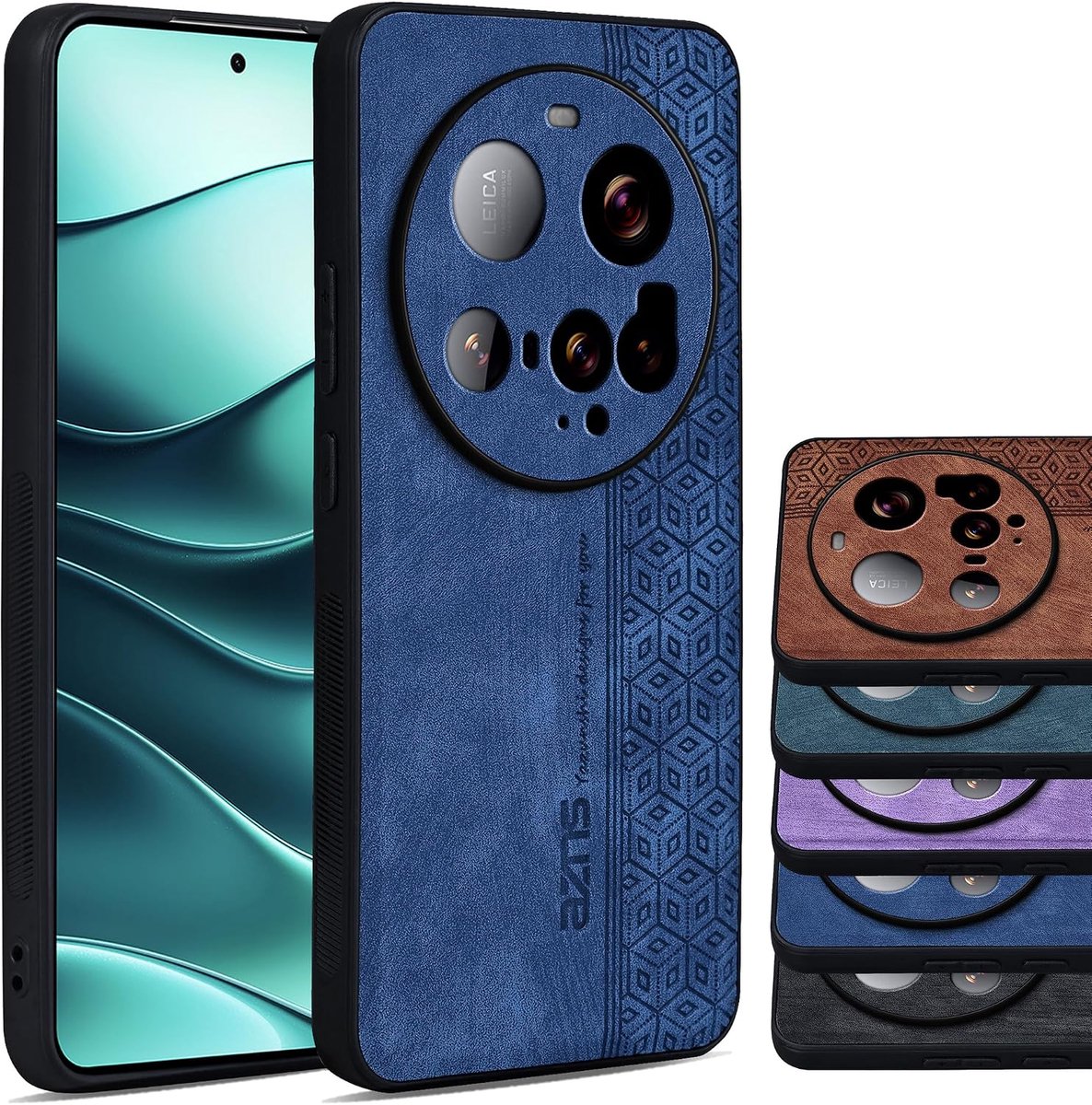 SnelShoppen - PU Leren Hoes voor Xiaomi 15 Ultra, Antivingerafdruk, Antislip, Dun, Slank Geometrisch Ruitpatroon, Schokbestendige Bumper Cover voor Xi