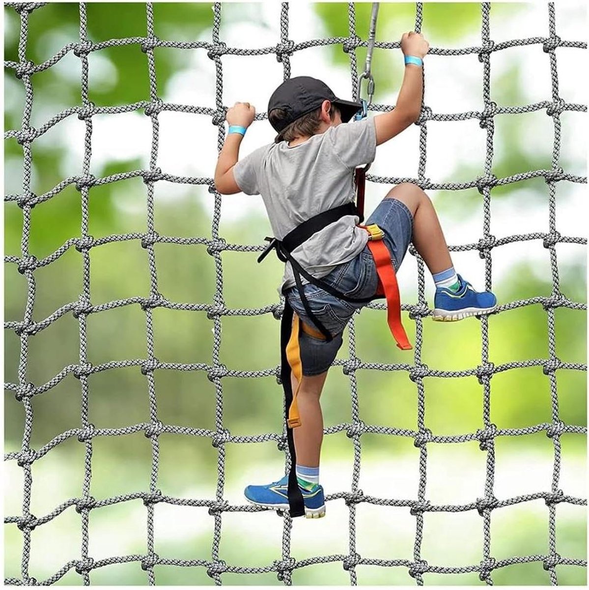 Klimnet Outdoor - Speeltuin Net Veiligheidsnet - Kinderen Klimmen - Professioneel Geweven Touw - 16mm 16cm 2x4m - Zwart